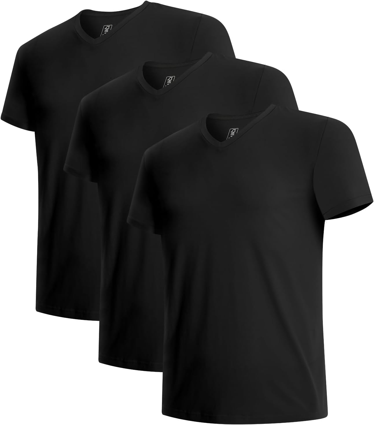 BAMBOO COOL Men's Undershirts V Neck, Moisture Wicking Soft T-Shirt, Stay Tucked Classic Fit, Tag-Free, 3-Pack