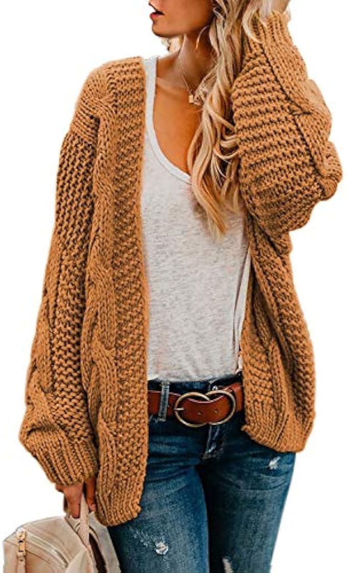 Astylish Womens Open Front Long Sleeve Chunky Knit Cardigan Sweaters Loose Outwear Coat