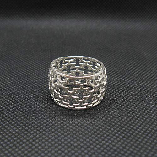 Bague en argent faite main style bohème avec fleurs 14mm - 6