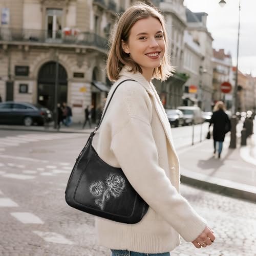 Image of Shoulder Bag for Women, Small Embossed Vegan Leather Hobo Purse | Elegant Crescent Shape Shoulder Purse with Top Handle, Adjustable Strap, Underarm Style for Daily Use, Travel & Gift Choice