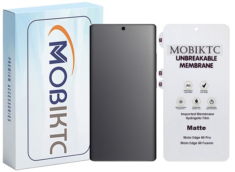Image of MOBIKTC Edge To Edge Screen Guard For Motorola Moto Edge 60 Pro /Moto Edge 60 Fusion 5G Unbreakable Membrane Diamond Quality Film Screen Protector [Front] - Matte Screen Guard