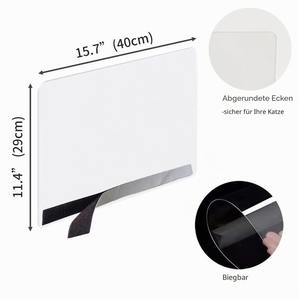 Katzentoiletten Spritzschutz, 3 Stück – Hohe Seitenwände aus PVC, Selbstklebender Katzentoiletten-Schild mit Klettband, Hält Streu und Urinspritzer in der Toilette (Katzentoilette Nicht enthalten)