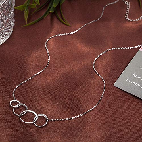 AnotherKiss 40th Birthday Gifts for Women, Sterling Silver 4 Circle Necklace for Her, 4 Rings for 4 Decades Jewelry Gift Idea4