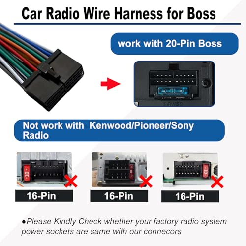 Faisceau de câblage radio stéréo 20 broches pour installer Boss en voiture