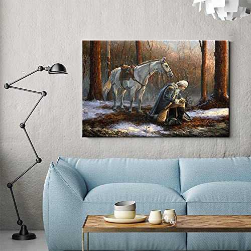 Iuhyvmsm George Washington Praying On The Snow In Forge Valley Poster, A General Before His King Vintage Classical Canvas Wall Art thumb #5