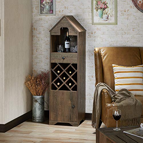 Soporte para botellas de vino oak rústico marrón miniatura 1