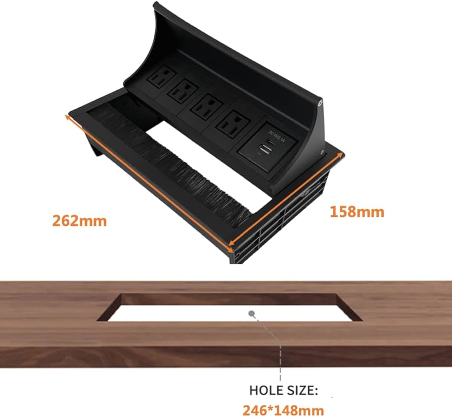 ZESHAN Conference Table Power Connectivity Box recessed Power Box