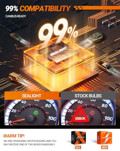 Image of SEALIGHT H11 Light Bulbs, H8 /H9 /H16 Bulbs, 30,000LM High Power 8xBrighteness for ATVs & Powersports, 99% Compatibility, 10 Years Lifespan, Plug and Play, Pack of 2