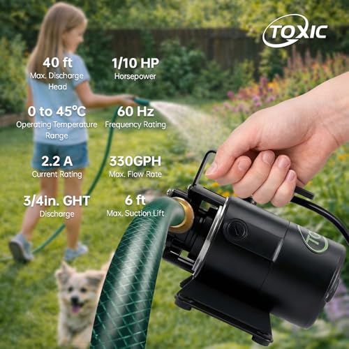 Image of 12V Water Transfer Pump 330GPH Self-Priming Utility Pump with Battery Clamps Hose Kit Portable Electric Non-Submersible Pump for RV Marine Garden Pool Basement Emergency Water Removal