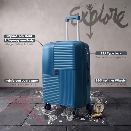 Image of Explore Luggage Trolley Bags | Polypropylene Durable Hard Shell | Polypropylene Durable Hard Shell, TSA Type Lock, 360 Disc Spinner Wheels, Expandable Suitcase
