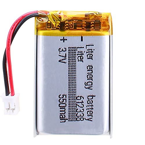 Liter 3.7V 550mAh 612338 Lipo Battery Rechargeable Lithium Polymer ion Battery Pack with JST PH 2.0mm Connector