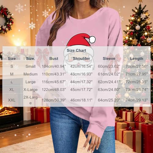 YNCSZEC Women Christmas Sweatshirt Casual Loose Long Sleeve Graphic Pullover Xmas Crewneck Clothing Pink womens christmas sweat shirt S - image 4