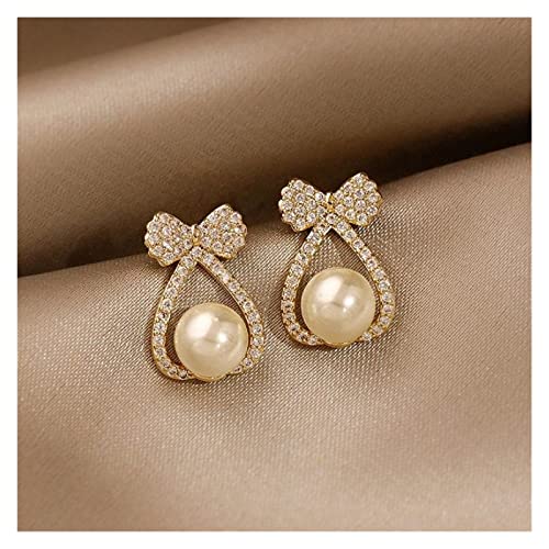 Boucles d'oreilles asymétriques en perles avec nœud compact pour jeune femme