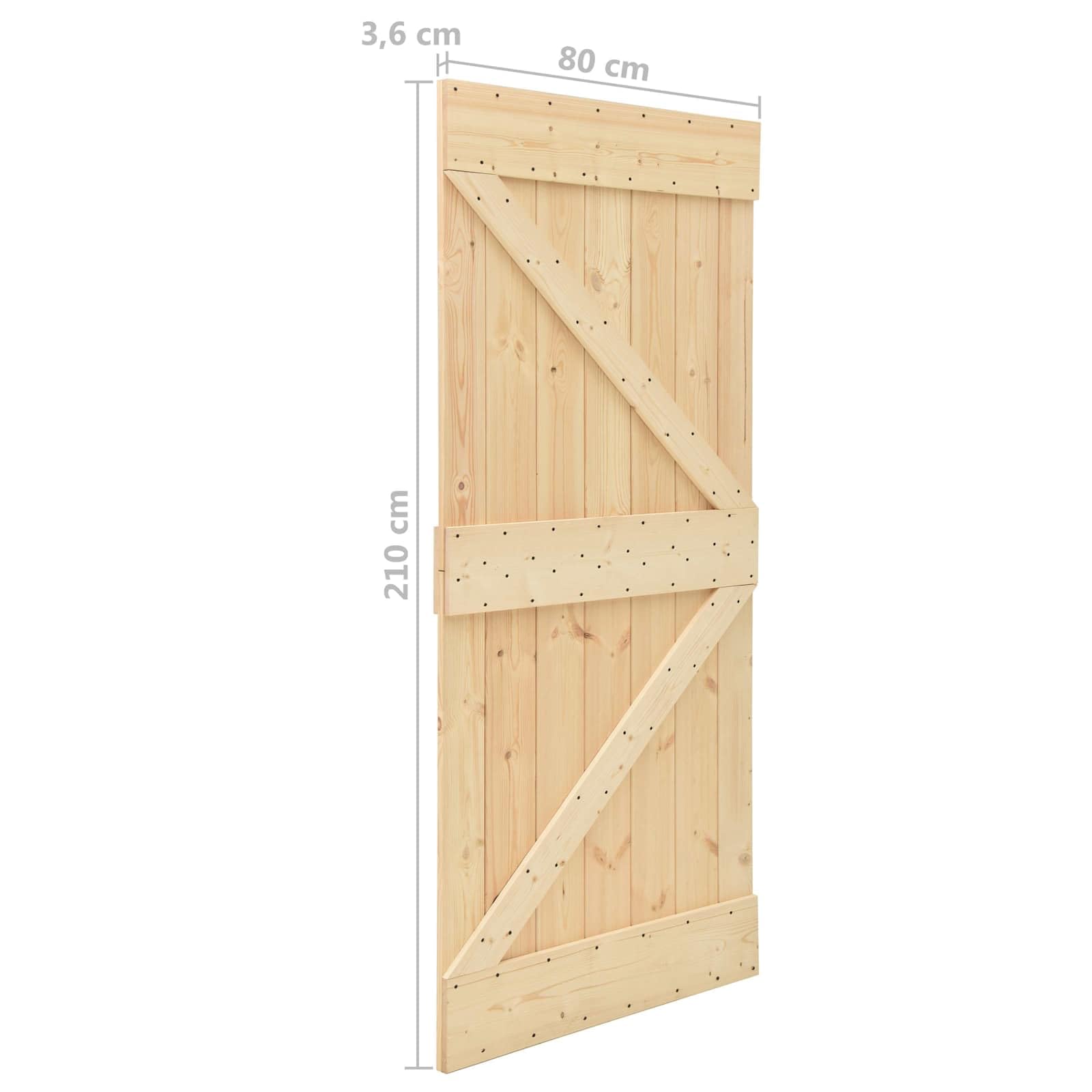 Drzwi przesuwne z litego drewna sosnowego, naturalne i czarne, 80 x 210 cm, z malowaną proszkowo szyną do wnętrz, zajmują mało miejsca, łącznie z okuciami i kółkami