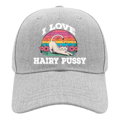 I Love Hairy Pussy Funny Hats for Men's Adjustable Caps Pale