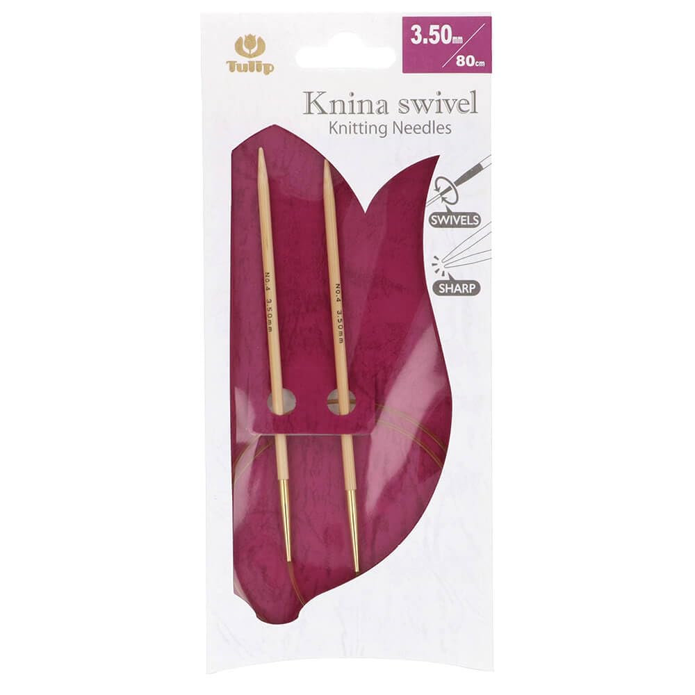 Tulip Knina Swivel Circular Needle 3.5 mm x 80 cm - 1 piece, Beige with Gold Accents, 3.50mm