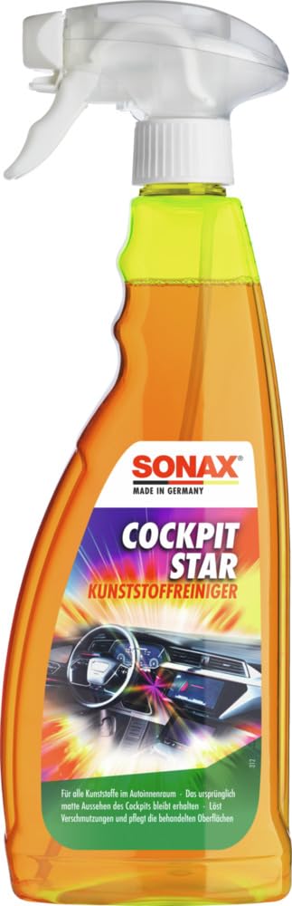 SONAX CockpitStar (750 ml) Cockpitreiniger reinigt und pflegt alle Kunststoffteile im Auto, antistatisch und staubabweisend/Art-Nr. 02494000