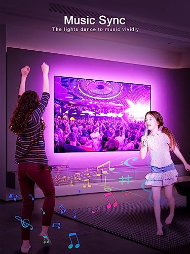 Image of GIPOYENT TV Light Strip, Music Sync LED 3M TV Backlight, 9.8ft RGB Color Changing Light Strip for Home Theater