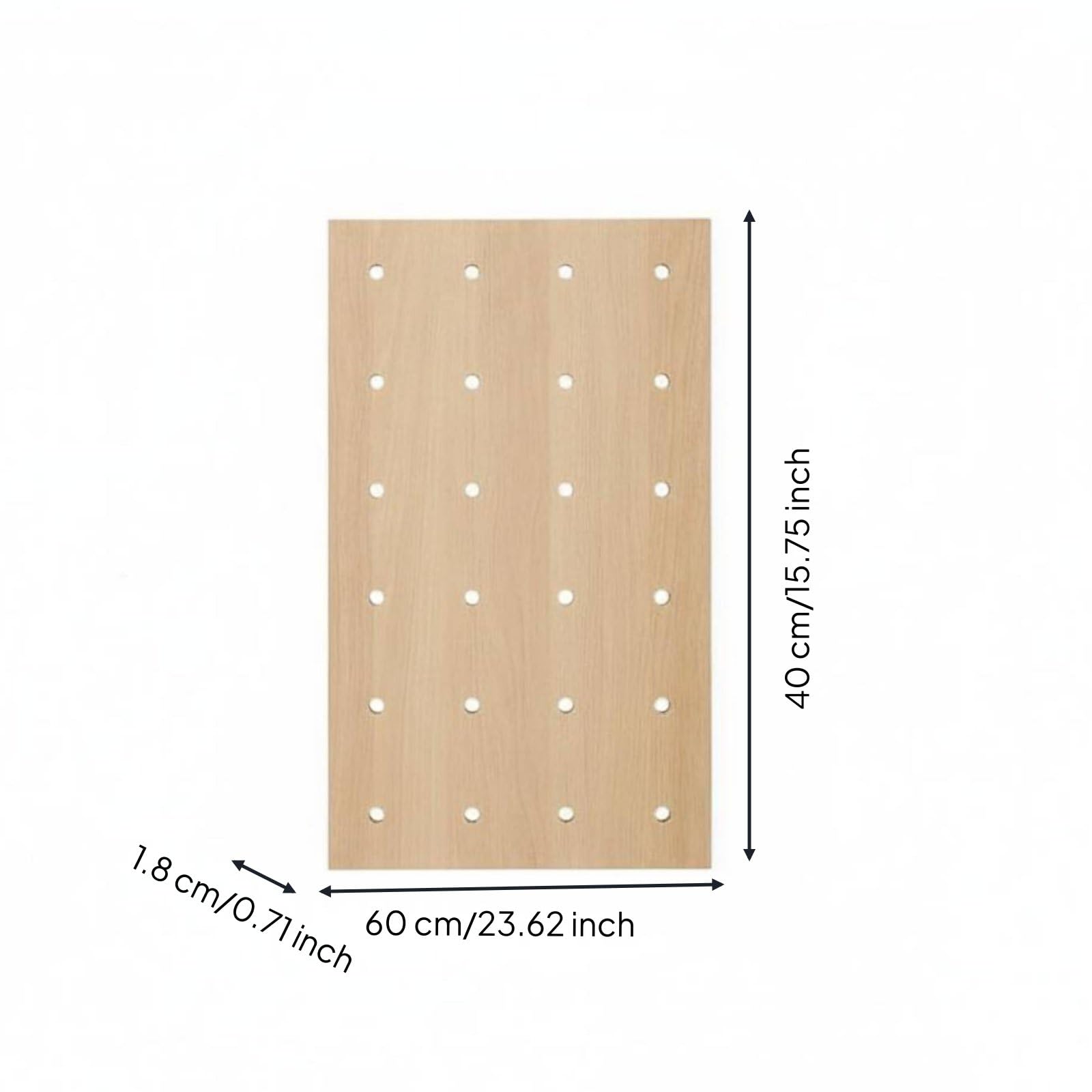 harayaa Estante de Pared Organizador Panel Perforado Repisa Perchero de Clavijas Ahorra Espacio Madera Natural Adecuado para Apartamento Oficina Doméstica Pasillo Dormitorio, Madera Natural 40-60cm