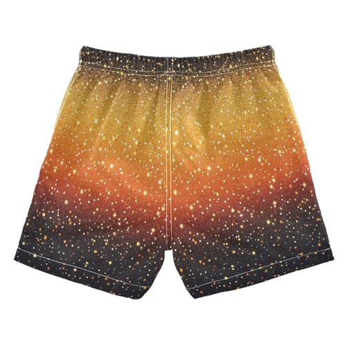 Boccsty Sunset Orange Golden Yellow Glitter Boys Swim Trunks Baby Kids Swimwear Summer Toddler Beach Board Shorts 2T2