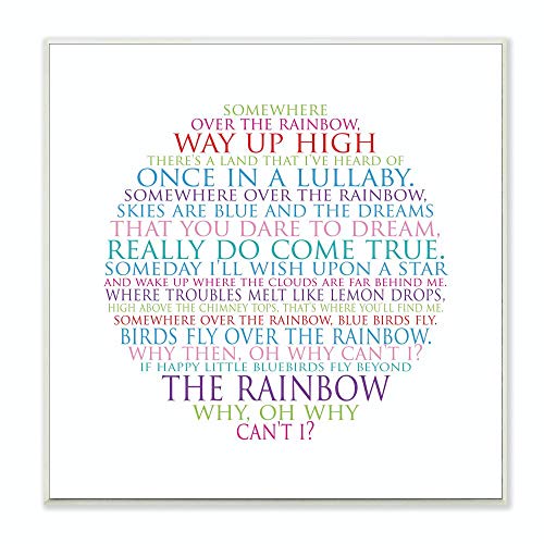 The Kids Room by Stupell Somewhere Over The Rainbow Circle Typog Wall Plaque, 12x12, Design By Artist Susan Newberry Designs