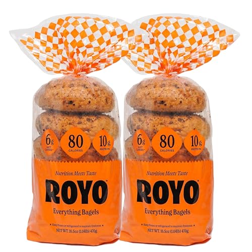 ROYO BREAD CO. NON-Assorted 2-Pack Low Carb Artisan Bread and Bagels, 30-80 Calories (Everything Bagels)