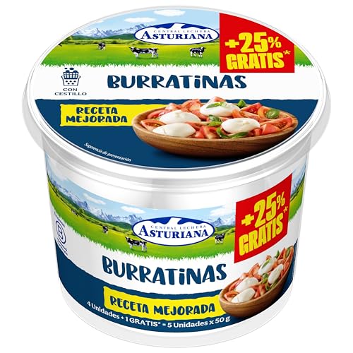 Central Lechera Asturiana Burratinas (4 unidades + 1 gratis = 5 unidades x 50g) 250g