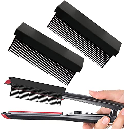 Flat Iron Comb Attachment Clip On,TUMATICLY Comb Attachment for Flat Iron,nimble Comb for Flat Iron,Fit Hair Straightening,ladies Diy, Hairdresser Straightening Comb Attachment.(Black)