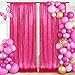 PartyDelight Sequin Backdrop Curtains 2 Panels Hot Pink 5FT X 10FT Sparkly for Wedding Party Room Decorations
