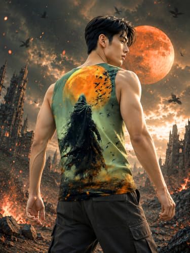 Image of BLACKSMITH Midnight Slayer Printed Sleeveless Sando Tank top Gym & Street wear for Men