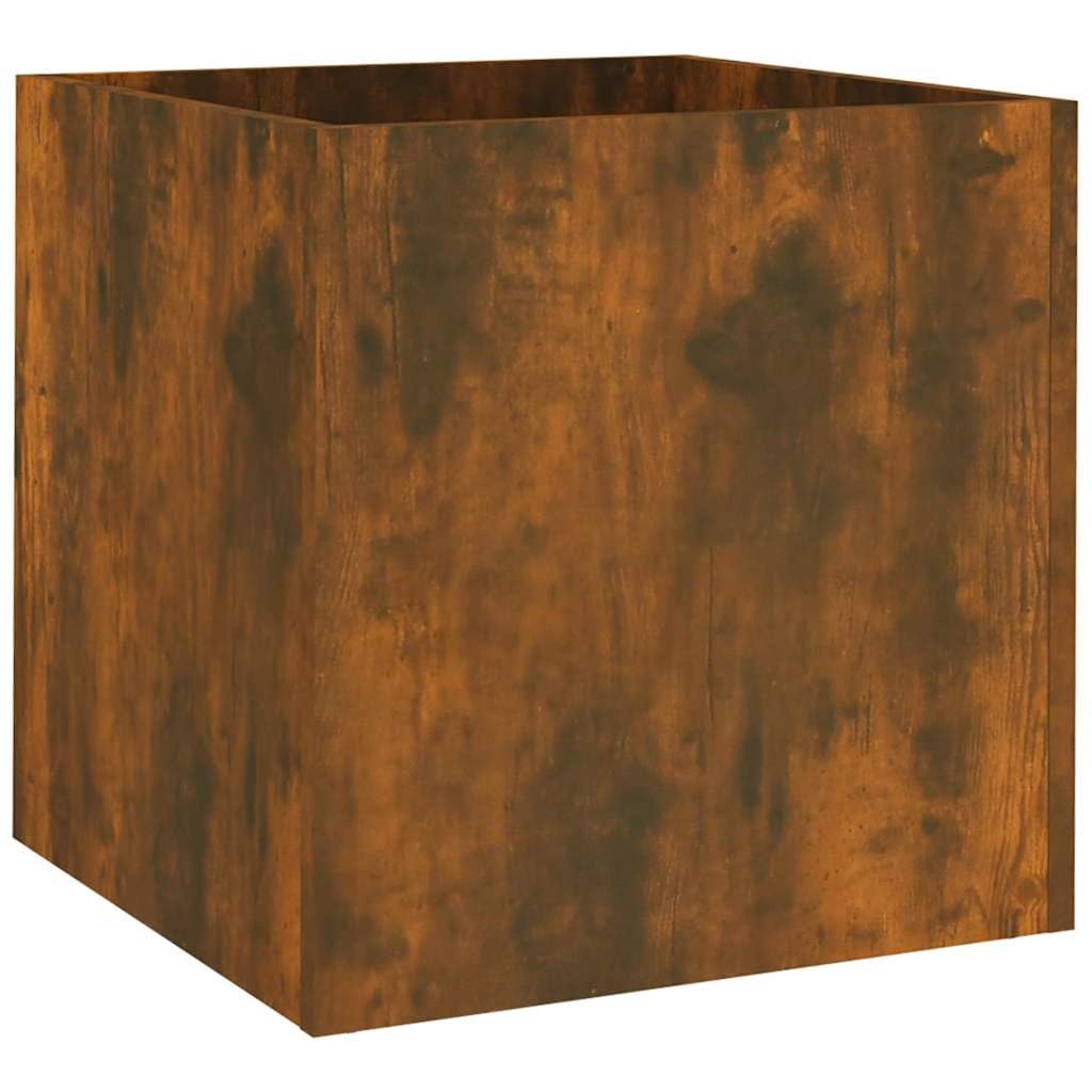 vidaXL Smoked Oak Planter Box - 40x40x40 cm Engineered Wood, Indoor Plant Holder, Easy Assembly, Square Shaped, Ideal for Living Room, Bedroom, Office