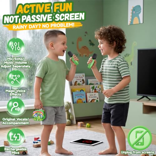 Image of YLL Karaoke Machine for Kids, Portable Mini Speaker with 2 Wireless Microphones, Kids Toy Gifts for Boys Ages 3, 4, 5, 6, 7, 8, 9, 10+ Years Old, 4-12th Birthday Singing Home Family Party