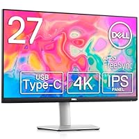Dell S2722QC 27インチ 4K モニター (3年間無輝点交換保証/IPS非光沢/USB Type-C・HDMIx2/sRGB 99%/縦横回転・高さ調整/4ms/AMD FreeSync/スピーカー付)