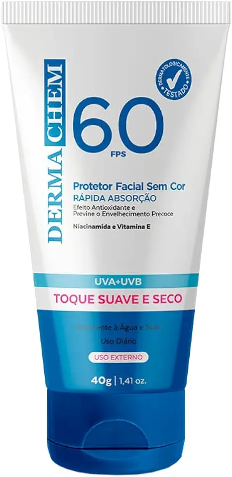 Dermachem Protetor Solar Rosto Fps 60 Sem Cor 40G
