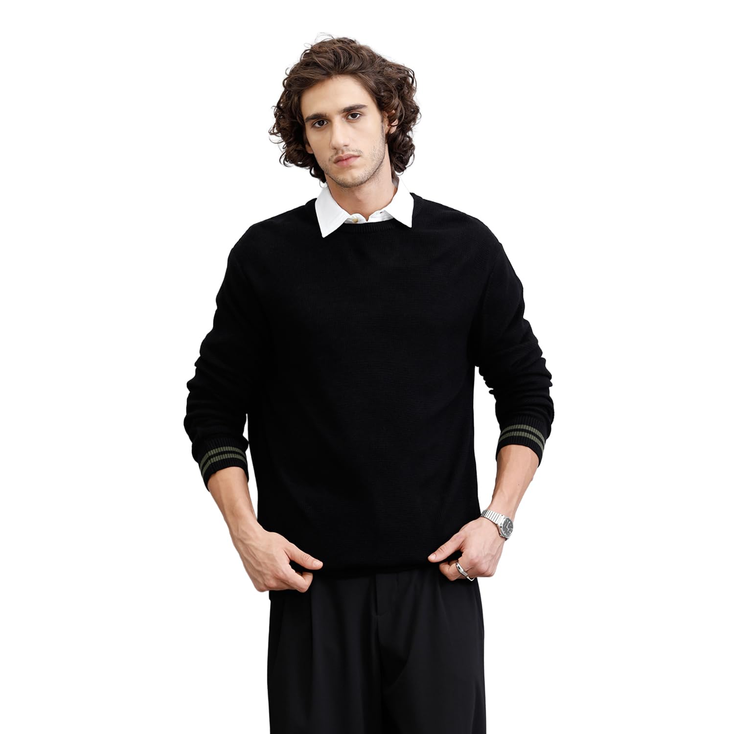 Men's Knit Black Full Sleeve Sweater-image-48