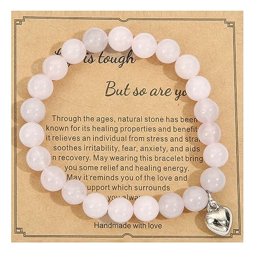 GelConnie Get Well Soon Gifts -Natural Stone Healing Relaxation Bracelets,8mm Anti-Anxiety Crystal Yoga Beads, Stress Relief Stretch Bracelets for Women Men
