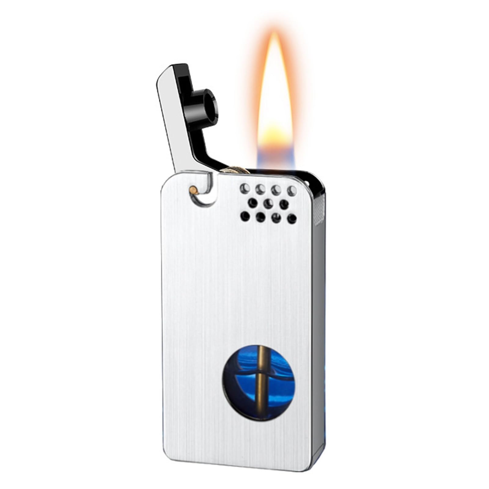 Briquet portable au kérosène coupe-vent, allumage à un bouton, réservoir de carburant transparent pour homme, design rétro avec fonction d'allumage automatique