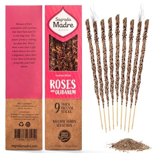 Sagrada Madre, Incienso Artesanal, Incienso De Olíbano Y Rosas, Ideal para Meditación y Mindfulness, 9 Varillas