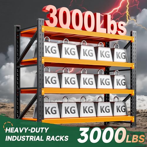 Image of Letaya 3000LBS Heavy Duty Storage Shelves,70 inch H Metal Garage Shelving Units,4 Tier Large Tall Industrial Shelving,Adjustable Utility Rack Shelf for Warehouse,Basement (Orange, 48 inch W x 24 inch D x 70 inch H)