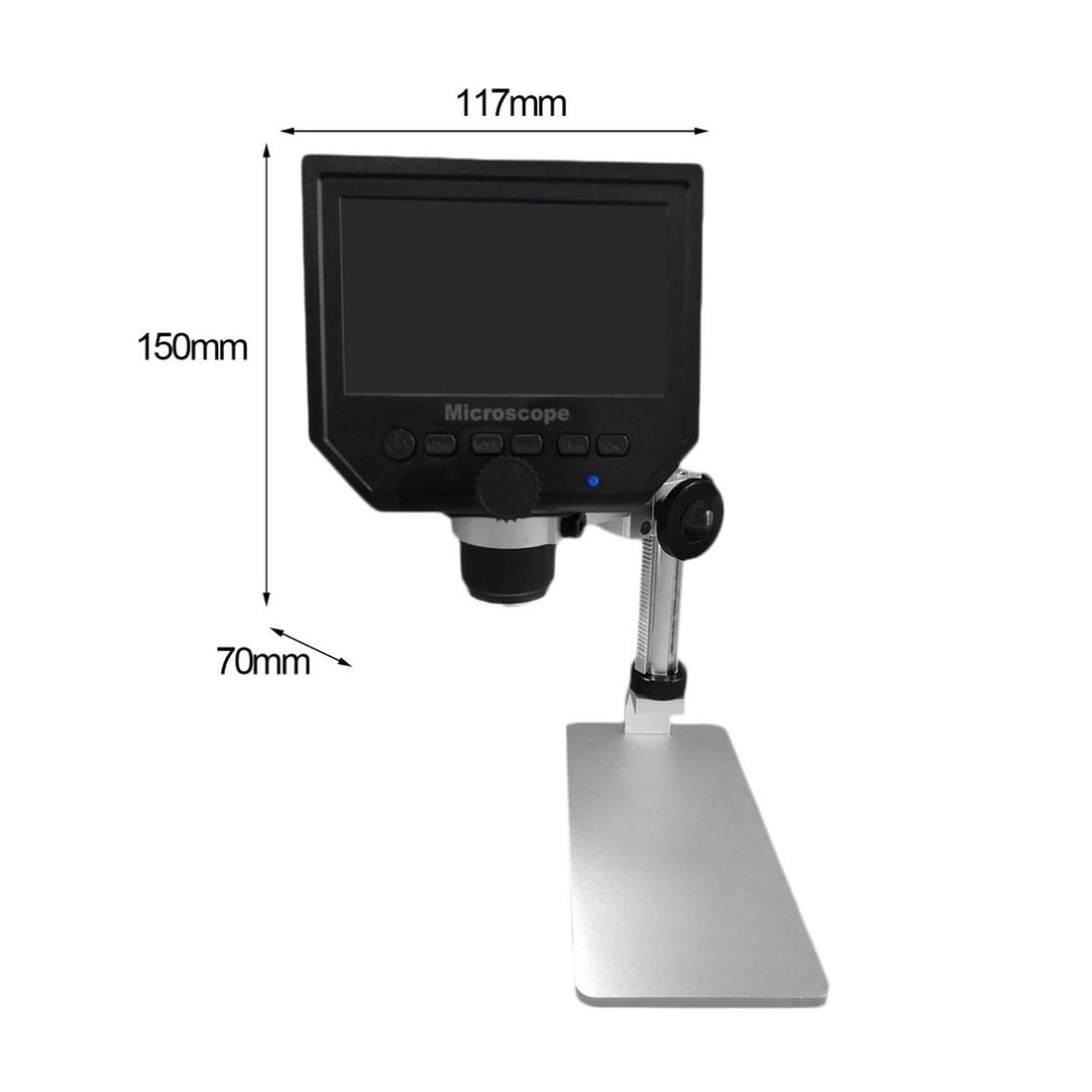 SATKIT Microscopio Digital LCD 4,3 Pulgadas Sensor 3,6MP HD Zoom 20x-600x con Soporte Metálico para Electrónica y Soldadura
