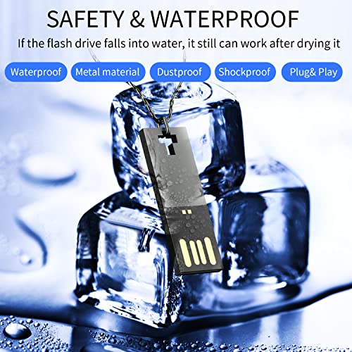 Usb Flash Drive- Thumb Drive Memory Stick Pen Drive 128Gb Necklace Metal Style Keychain Design (128.Gb, Gun Color) #TOP5