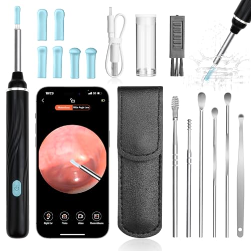 Cozary Otoscope Oreille 1080P HD Camera Iscope Étanche Nettoyant Oreille Avec 6 Lumières LED Outil de Nettoyage d'oreille Adapté aux Smartphones et Tablettes IOS et Android
