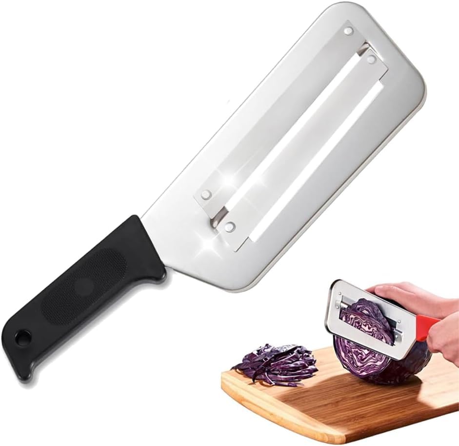 Genérico Cortador De Cuchillo Para Chucrut, Ensalada De Col Con Dos Cuchillas Afiladas De Acero Inoxidable, Fácil De Limpiar,Cortador Para Repollo,Pelador Y Trituradora De Metal (Negro)