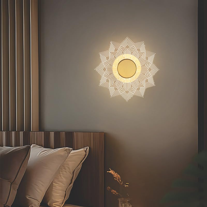Image of Spiral Pattern 3-in-1 LED Wall Light Decorative Lamp with Golden Center Artistic Accent Lighting for Living Room Bedroom Hallway & Home Decor (Astra Glow Wall Lights, Pack of 1)
