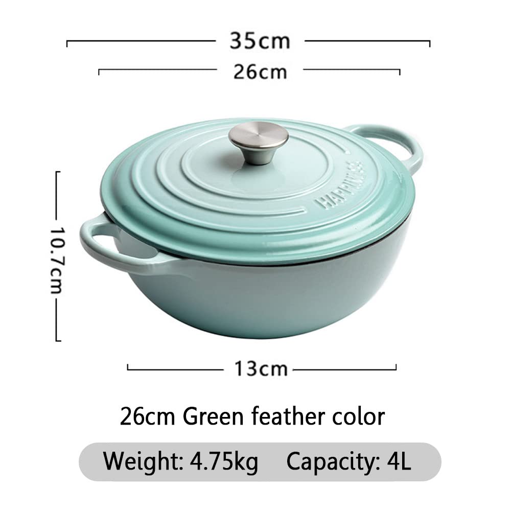 Cacerola Baja De Hierro Fundido Esmaltado con Tapa, Redonda Olla Holandesa, Olla de Hierro Fundido, Cocotte Olla, Cacerola de Inducción