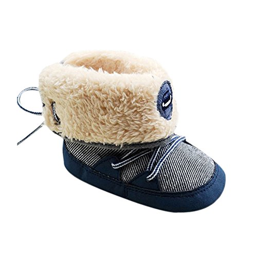 Weixinbuy Baby Girls Knit Soft Fur Winter Warm Snow Boots Crib Shoes Blue
