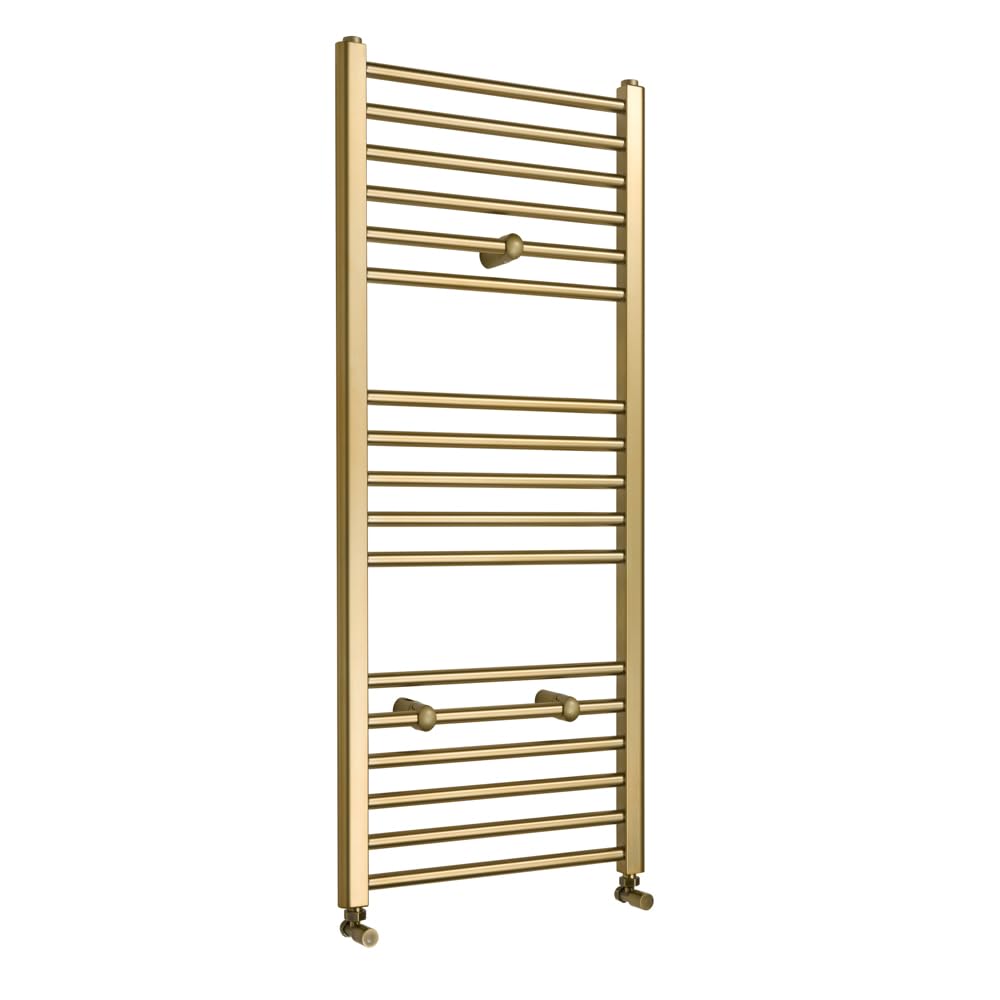 Milano Brushed Brass Orelia Flat Ladder Steel Heated Towel Rail - 1200Mm X 500Mm