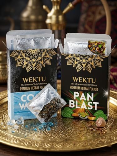 Image of WEKTU Premium Herbal Hookah Flavour, Cool Water and Pan Blast, No Tobacco, No Nicotine, Pure Plant Extracts