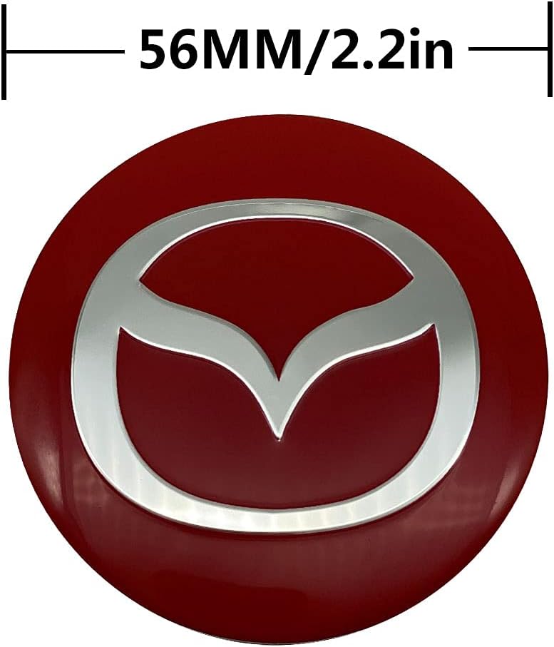 JDclubs 4pcs 2.22inch Car Logo ABS Material Wheel Center Cap Sticker Wheel Emblem Badge Logo Stickers (fit Mazda red)