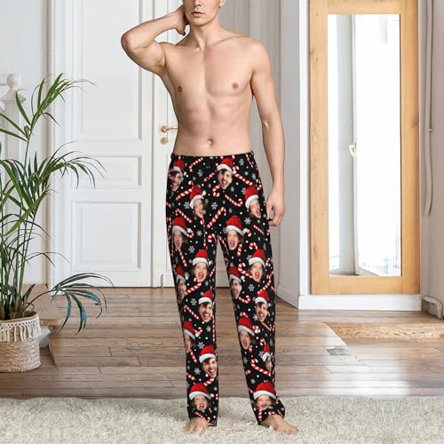 Custom Pajama Pants Funny Personalized Face Plaid Sleep Lounge Pants for Men Women PJ Bottoms Loose Fit Comfy Loungewear2